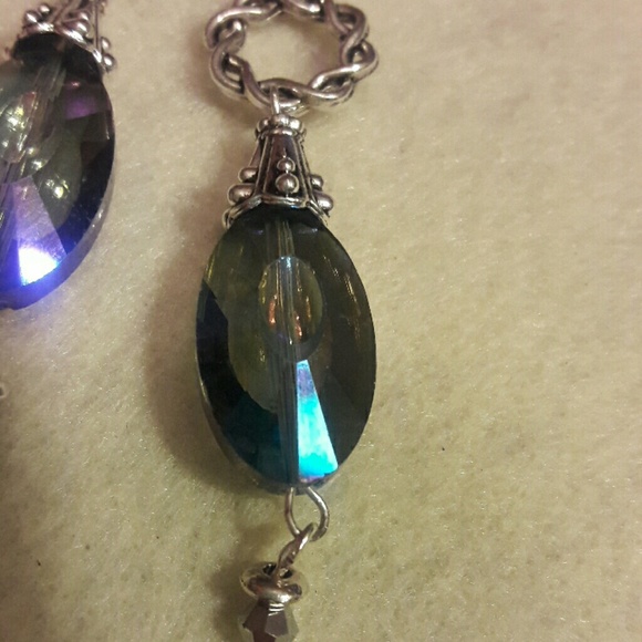 DebbBees #184.  Blue faceted drop dangle - Picture 2 of 6
